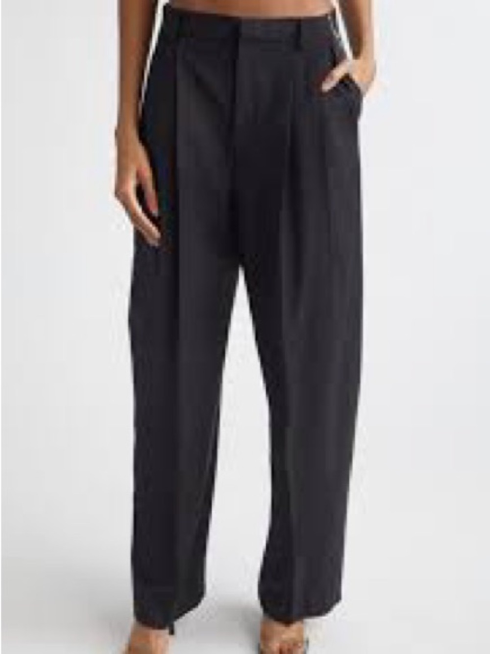 NWT HALARA Black High-Rise Wide-Leg Trousers 1183